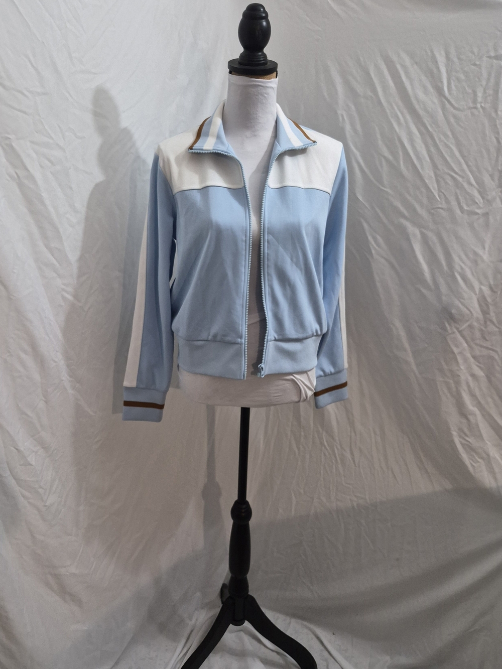 wild fable Powder Blue, White & Tan Zip-Front Track Jacket